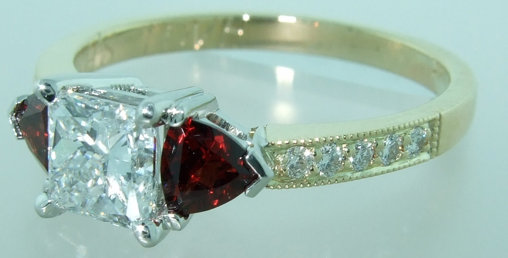 Aggie Ladies Radiant with Trillion Garnets