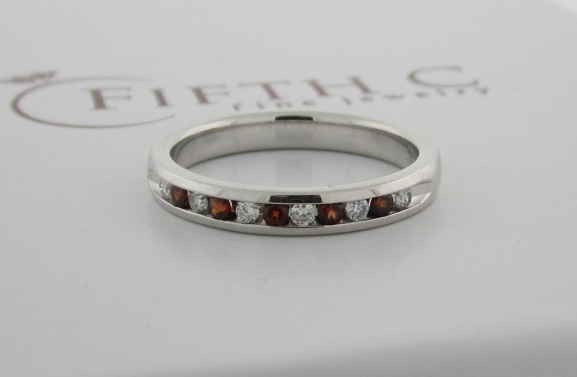 Aggie Garnet and Diamond Channel-Set Band