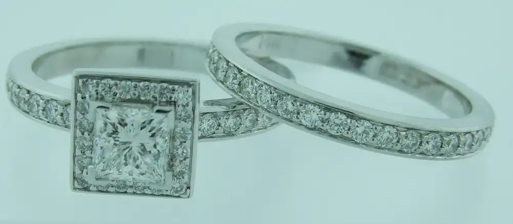 Princess with Square Pavé Halo and Eternity Band