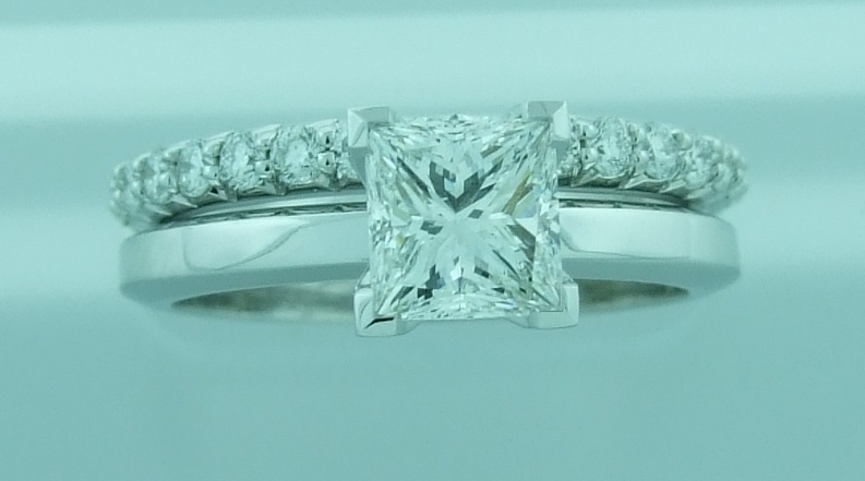 Princess Tiffany-Style Solitaire with Pavé Band