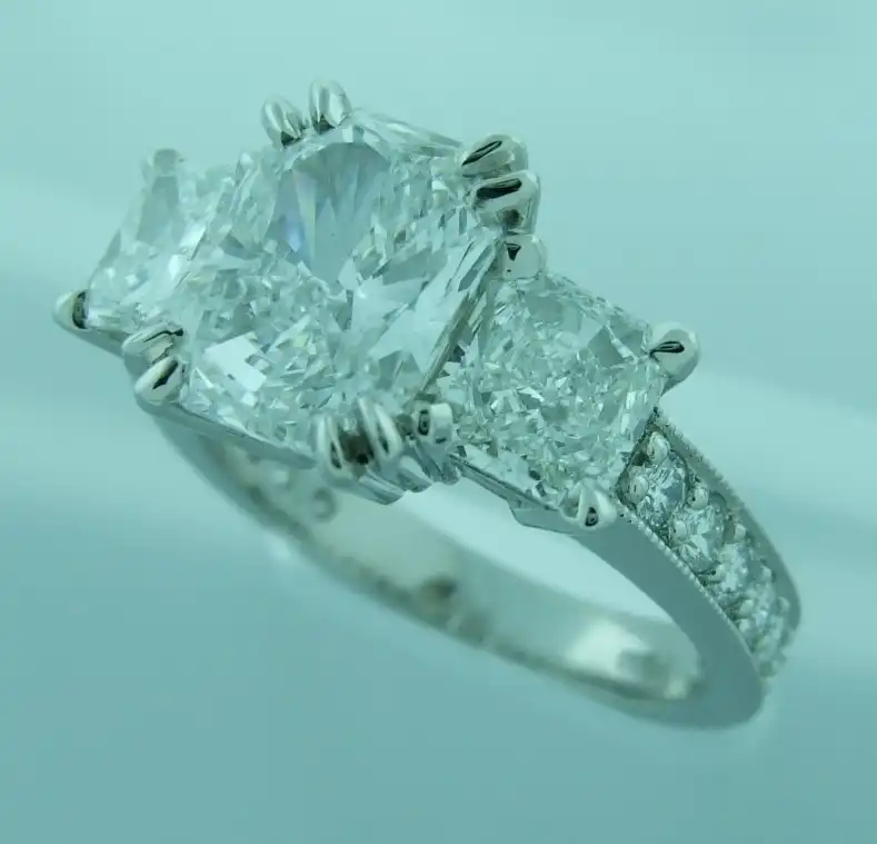 Radiant Three-Stone with Pavé