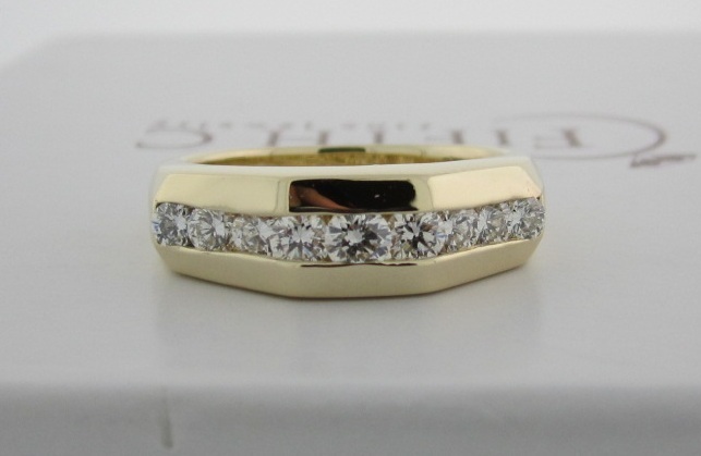 Yellow Gold Channel Rounds on Angled Band