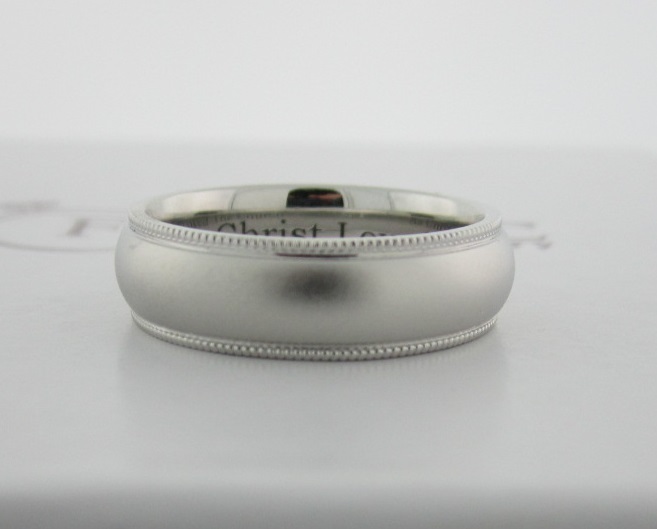 Satin White Gold Milgrain Band