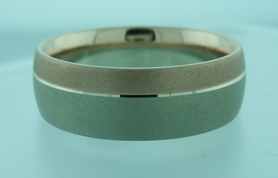 Brushed White Gold and Rose Gold Band