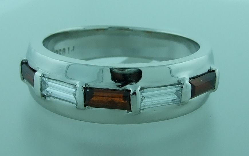 Diamond and Garnet Baguette Men's Band
