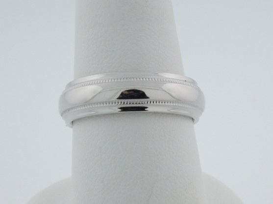 Polished White Gold Band with Milgrain Detail