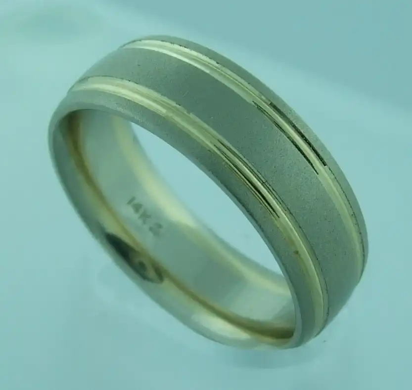 Two-Tone Brushed White Gold Band