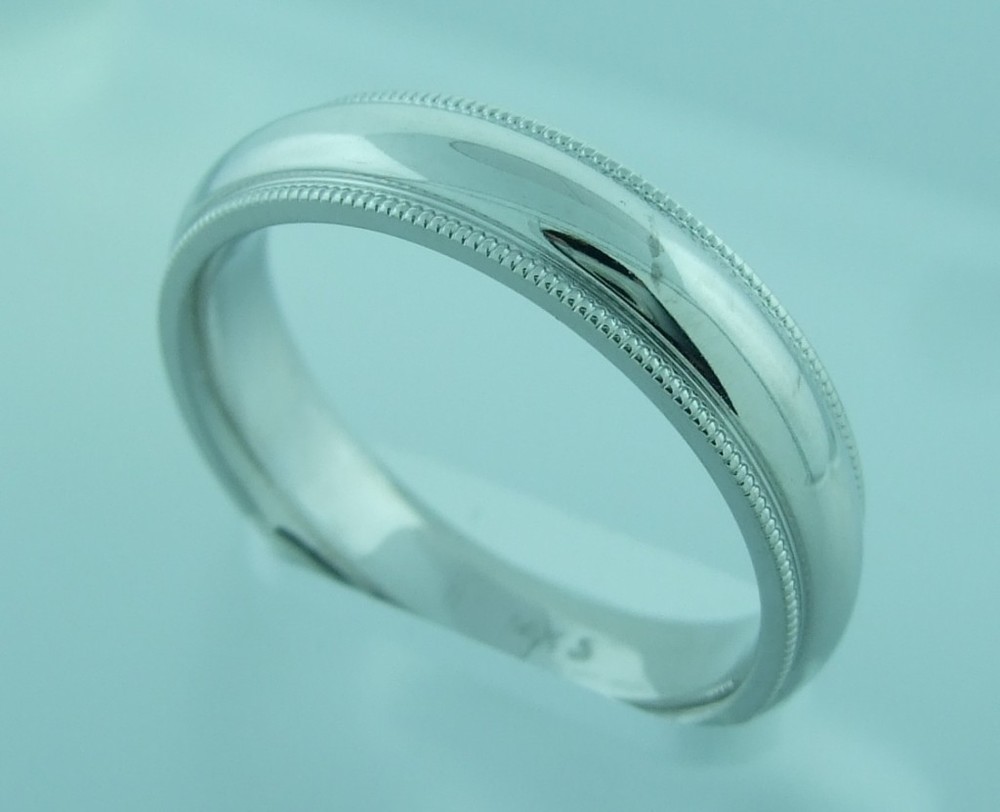 White Gold Beaded-Edge Band