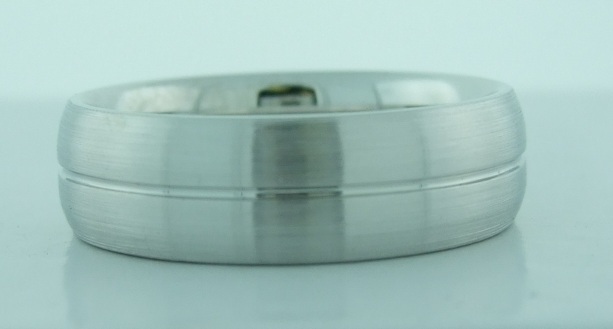 White Gold Brushed Band with Channel Line