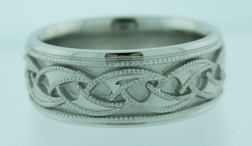 White Gold Custom Celtic Swirl Band