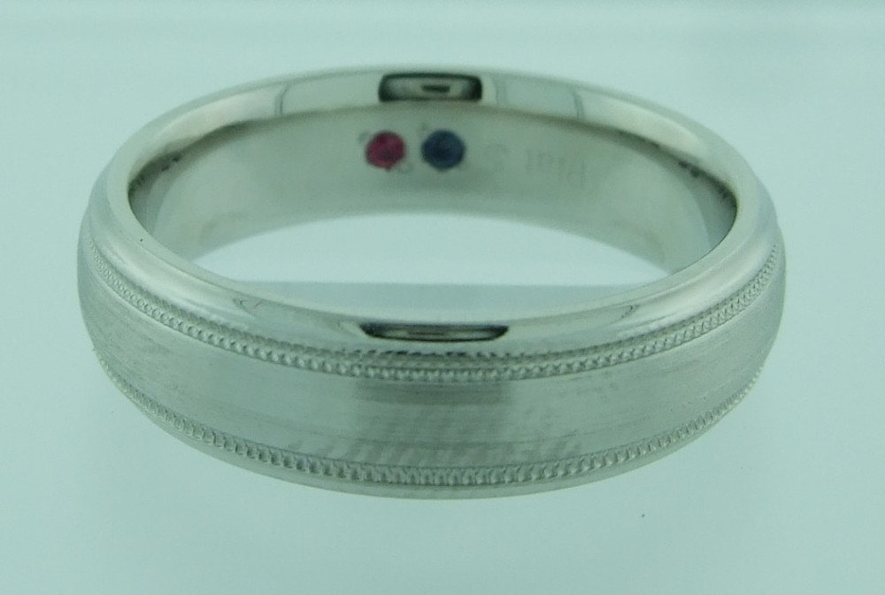 White Gold Milgrain Band with Inside Stones