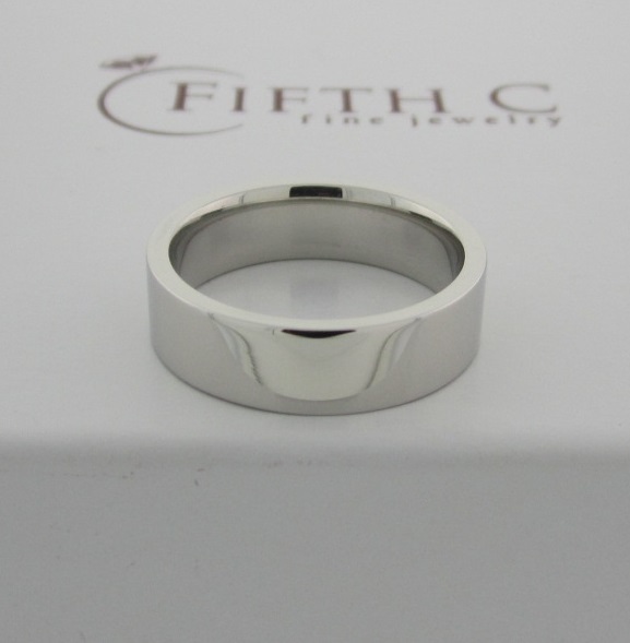 White Gold Polished Pipe-Cut Band