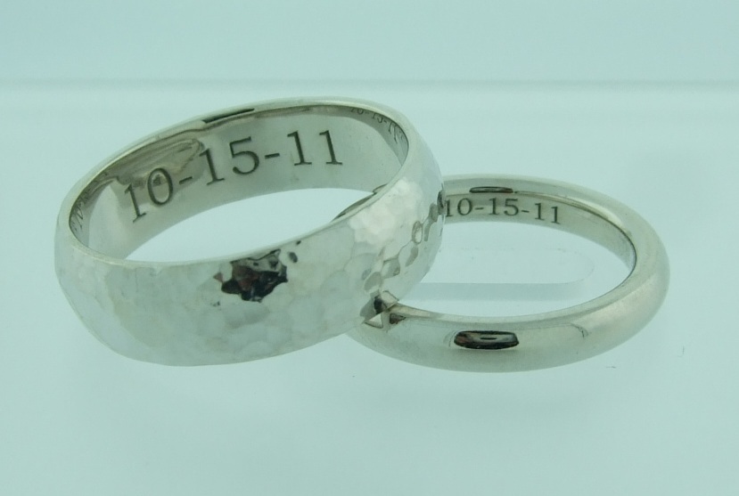 Hammered and Smooth Bands with Engraved Date