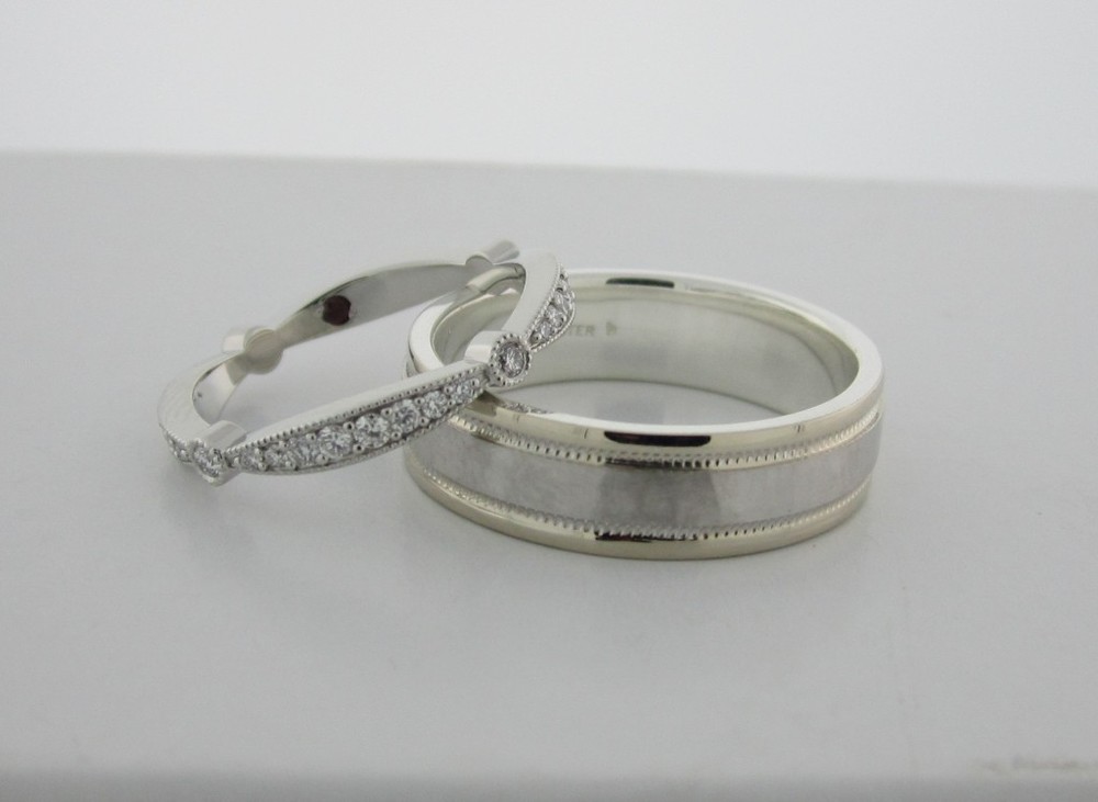 Diamond Accent Band and Two-Tone Men's Set