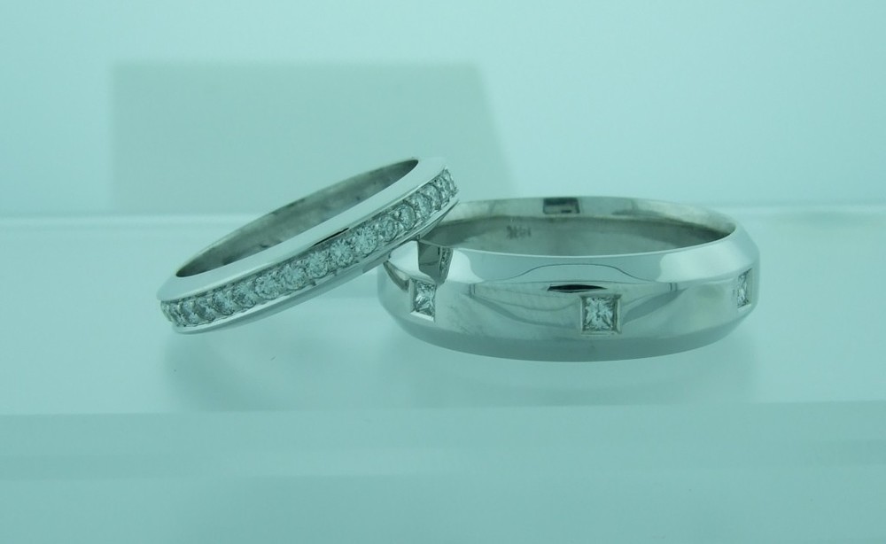 White Gold Spaced Princess and Pavé Set