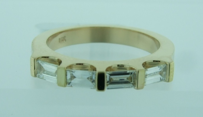 Spaced Emerald-Cut Diamond Band in Yellow Gold