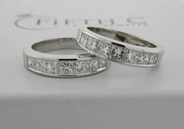 White Gold Channel-Set Princess Diamond Bands