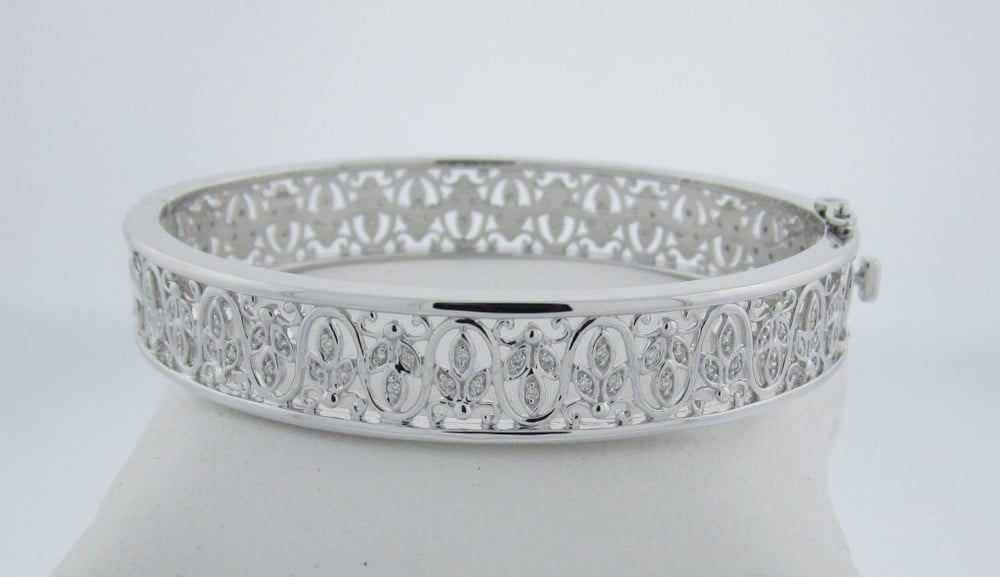 White Gold Diamond Filigree Bangle