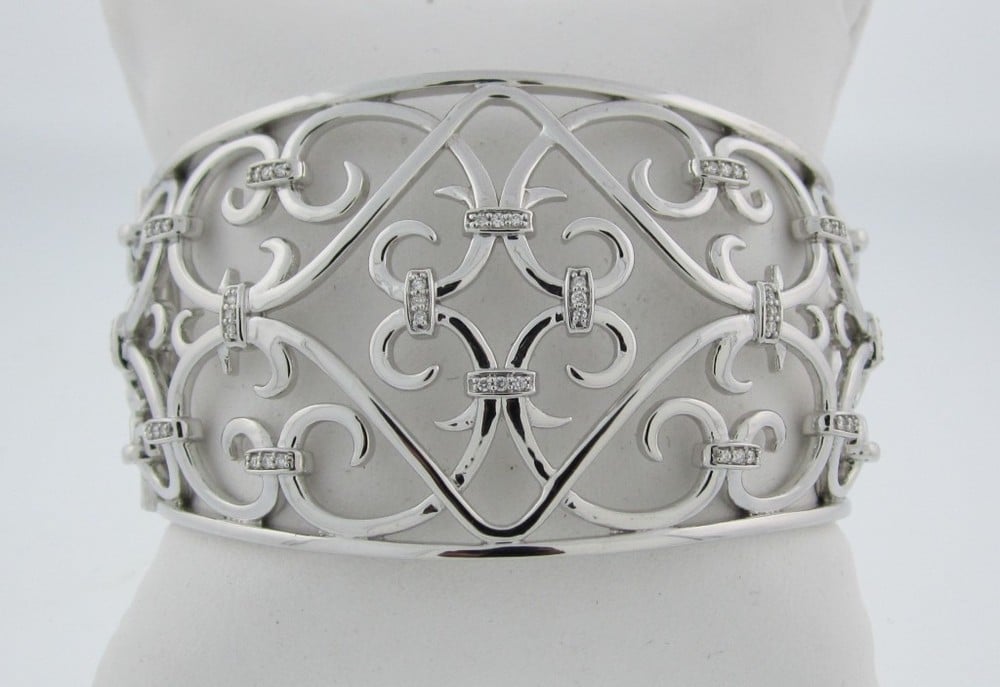 Sterling Silver and Diamond Filigree Cuff