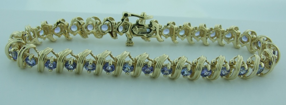 Yellow Gold Tanzanite Tennis Bracelet