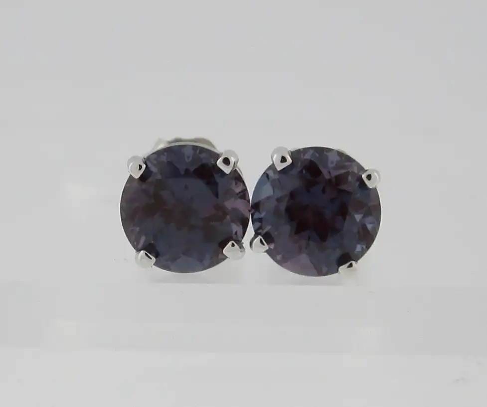 Round Alexandrite Stud Earrings