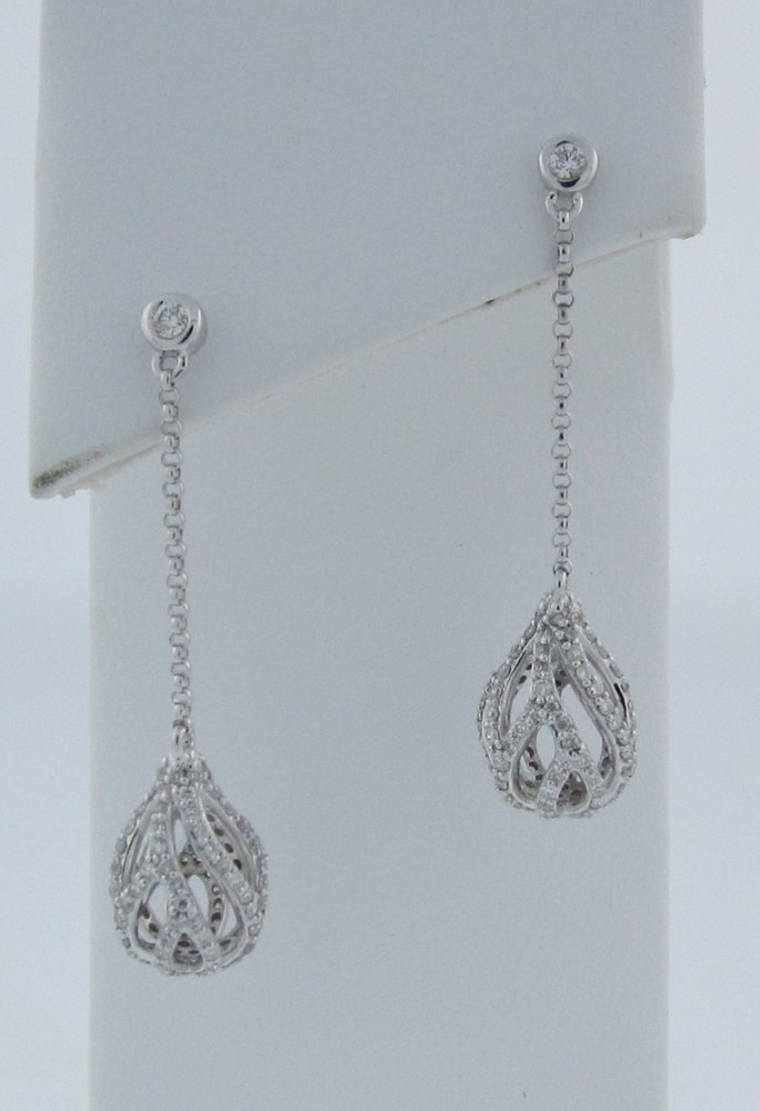 Diamond Cage Teardrop Dangle Earrings