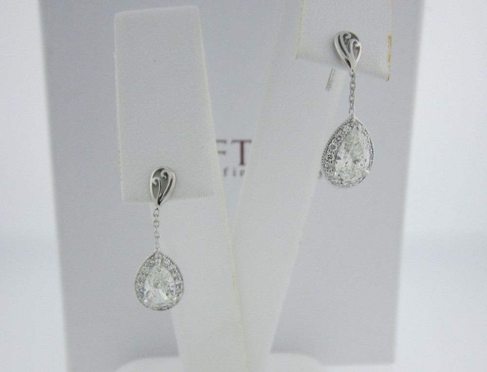 Pear Diamond Pavé Halo Dangle Earrings