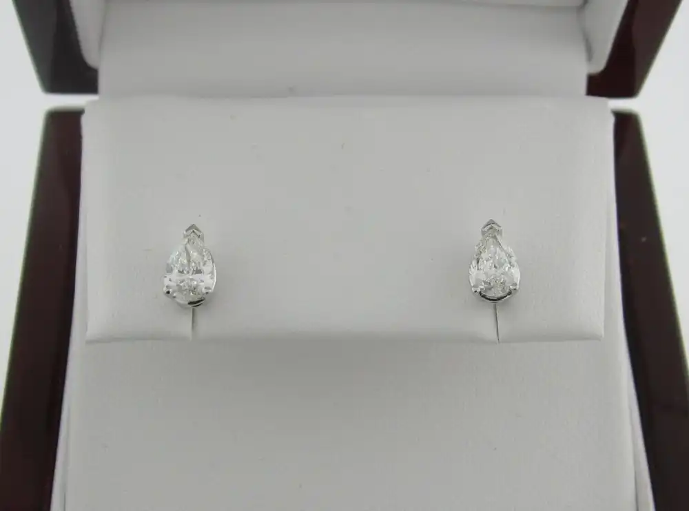 Pear White Gold Diamond Stud Earrings