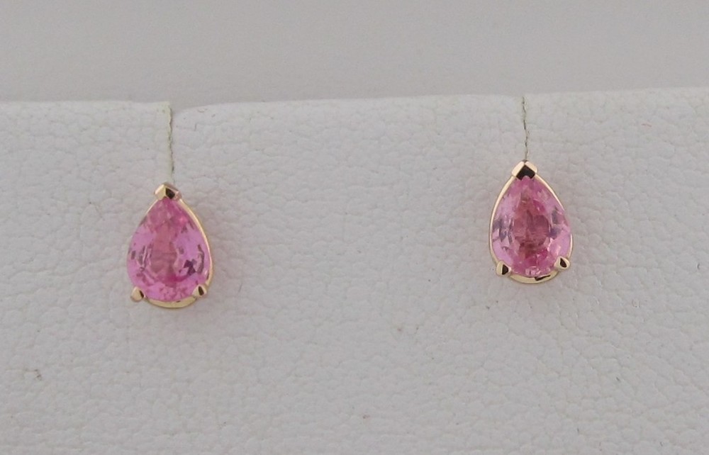 Pink Morganite Pear Stud Earrings