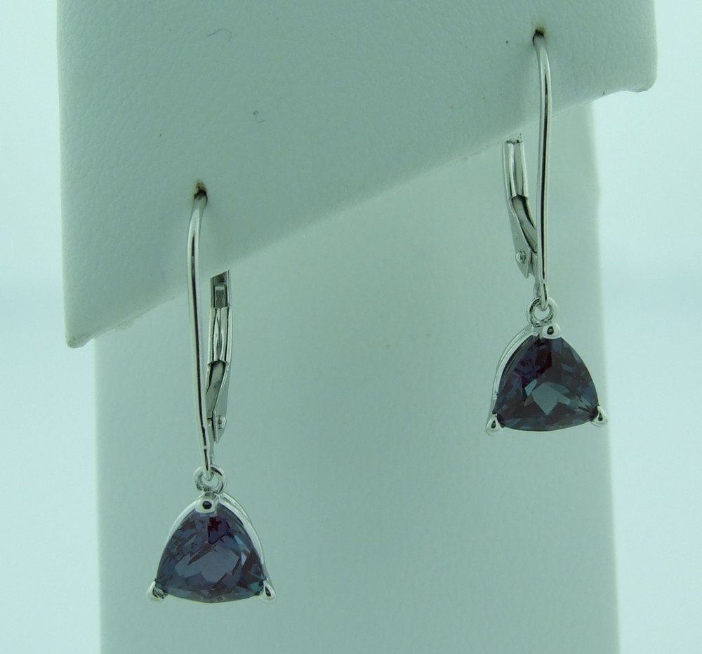 Trillion Alexandrite Lever-Back Earrings