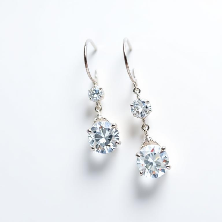 Diamond drop dangle earrings in white gold