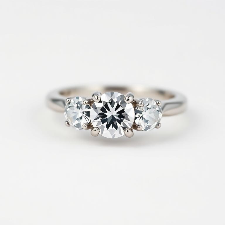Three-stone round diamond engagement ring in white gold