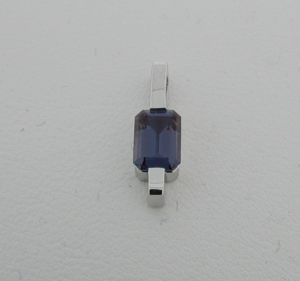 Emerald-Cut Alexandrite White Gold Pendant