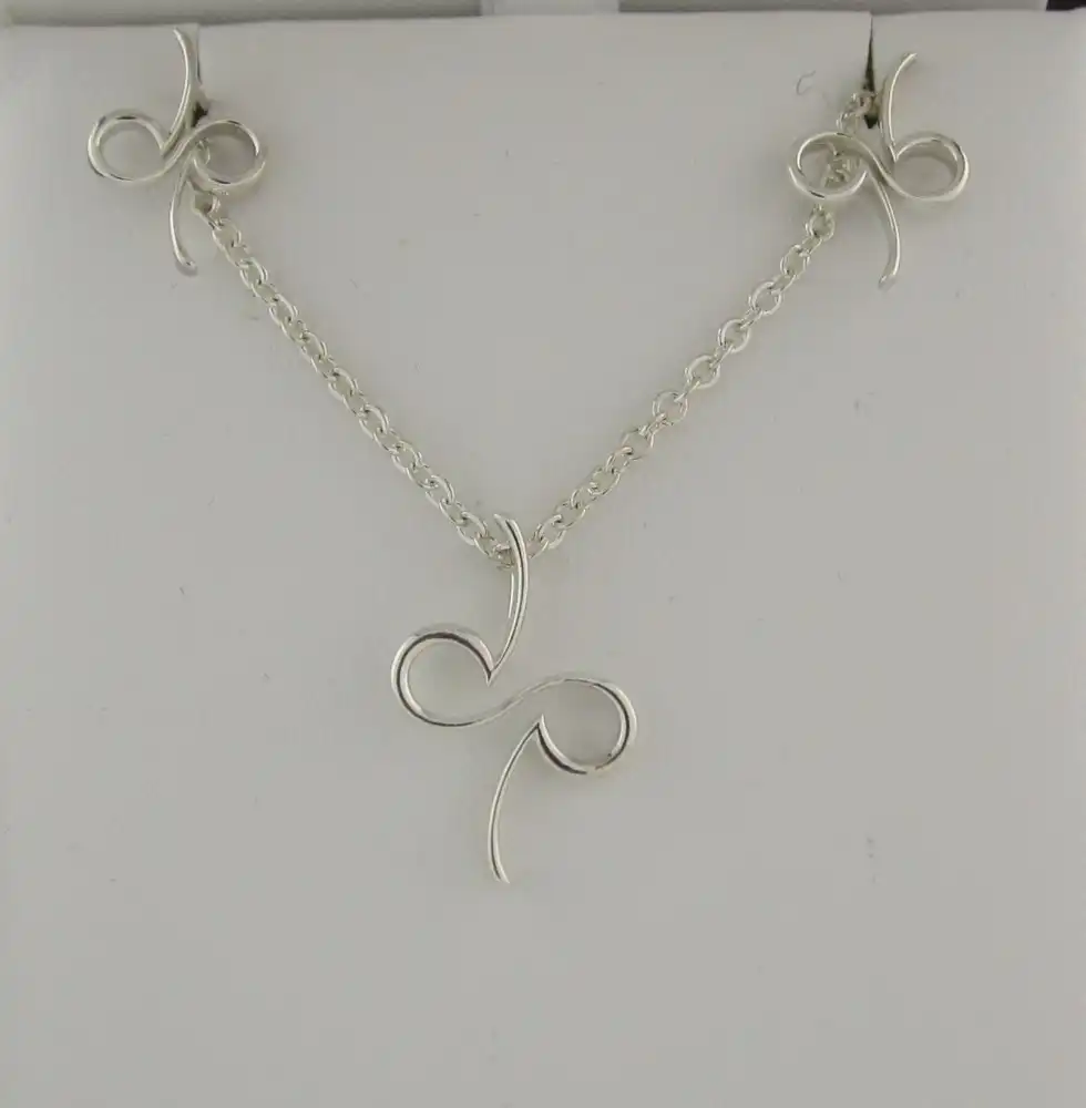 Custom Sterling Silver Swirl Pendant and Earring Set