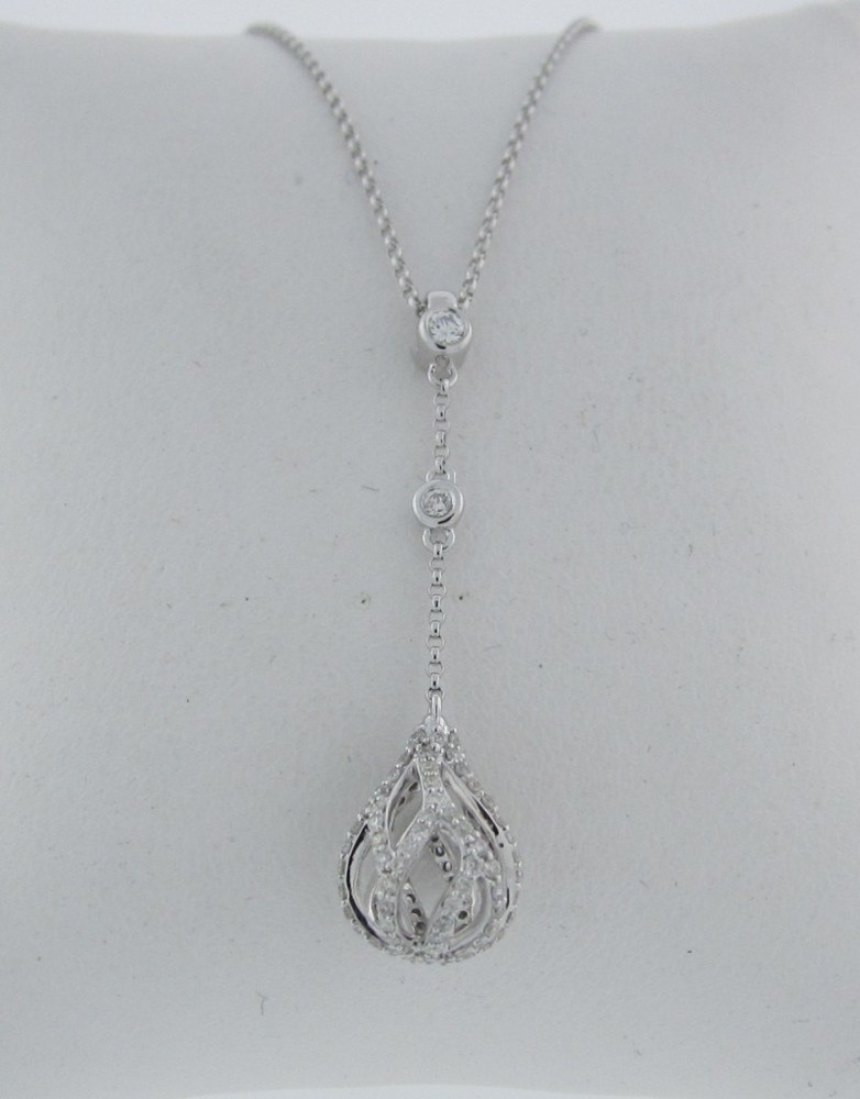 Diamond Cage Teardrop Drop Pendant