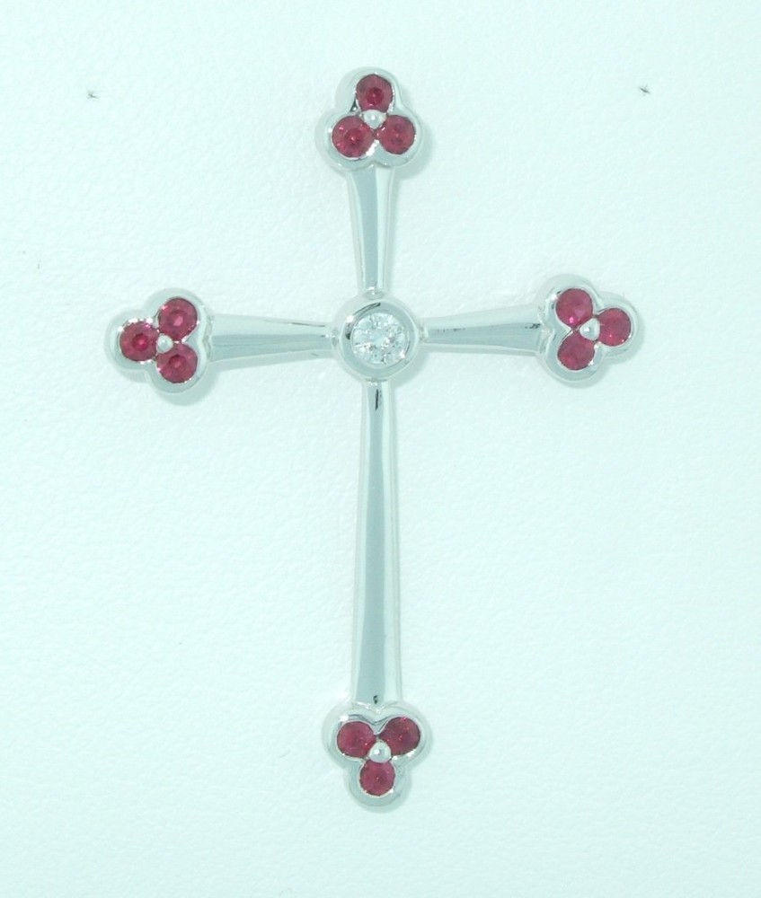 Family Diamond and Ruby Cross Pendant