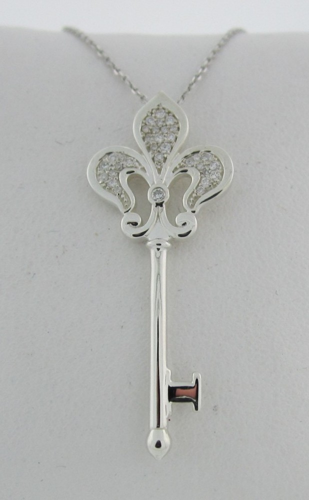Diamond Fleur-de-Lis Key Pendant