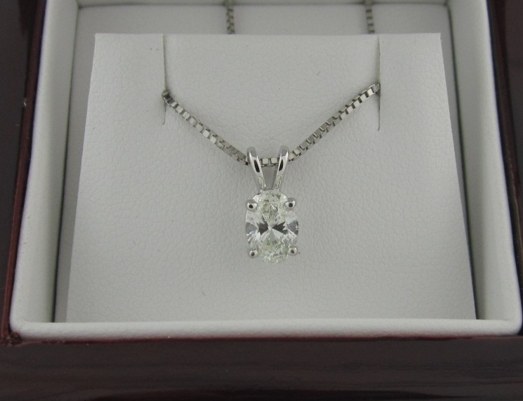 Oval Diamond Solitaire Pendant