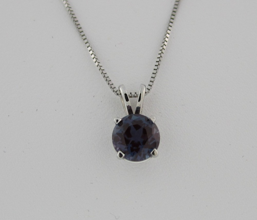 Round Alexandrite Solitaire Pendant