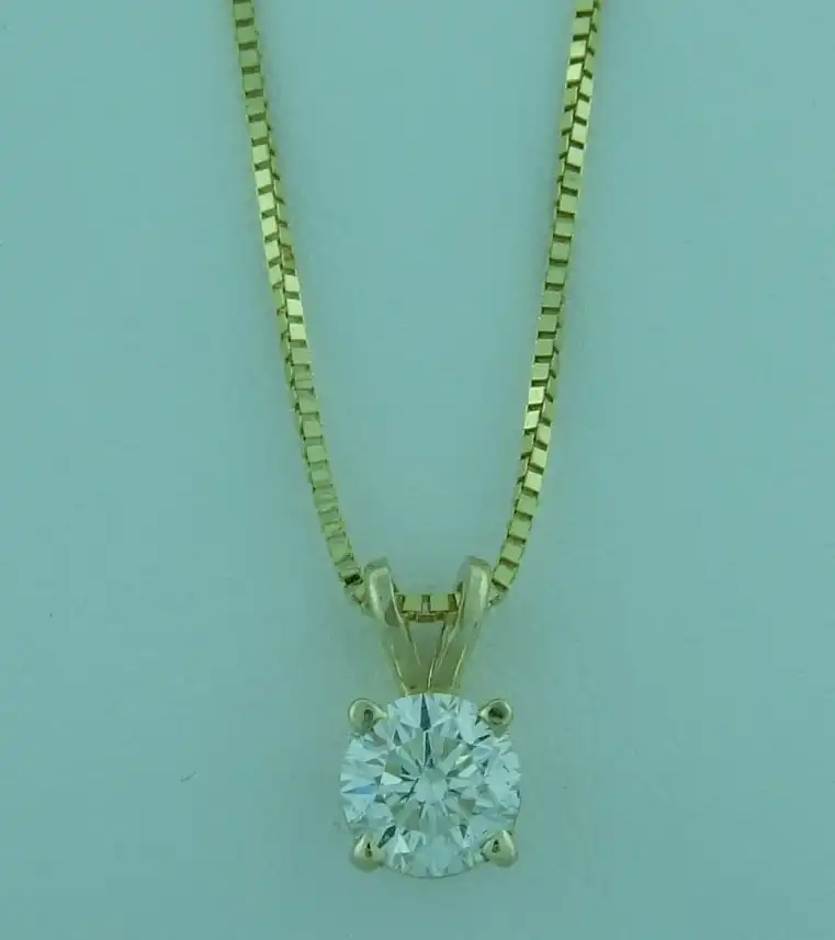 Yellow Gold Round Diamond Four-Prong Pendant
