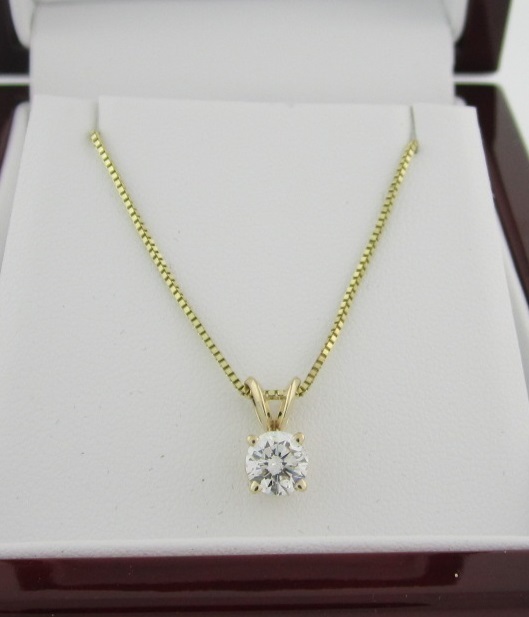 Round Diamond Yellow Gold Solitaire Pendant