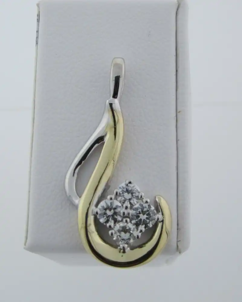 Two-Tone Swirl Pendant with Four Diamonds