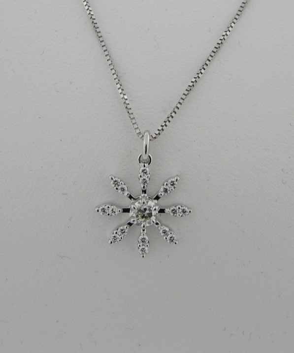 White Gold Diamond Starburst Pendant