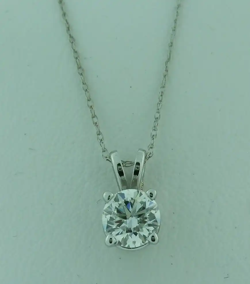 White Gold Round Diamond Solitaire Pendant