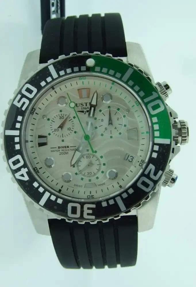 Justex Men's Diver Chronograph with Green Bezel